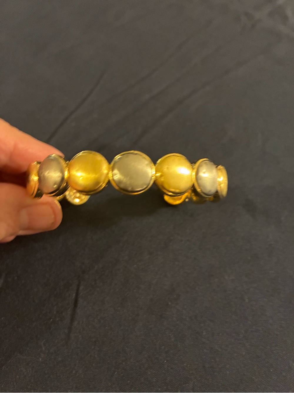 Rustic Cuff Two-Tone Gold and Silver Dome Bracelet